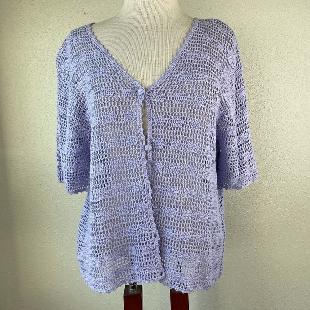 JM Collection Lavender Loose Kit Cardigan Top EUC